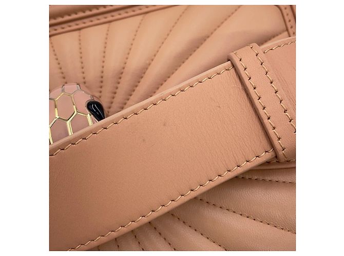Bulgari Borsa a spalla con catena Bvlgari Serpenti Diamond Blast Beige - vista 13