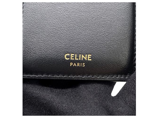Céline Portafoglio Tri-fold Celine in pelle nera Nero - vista 16