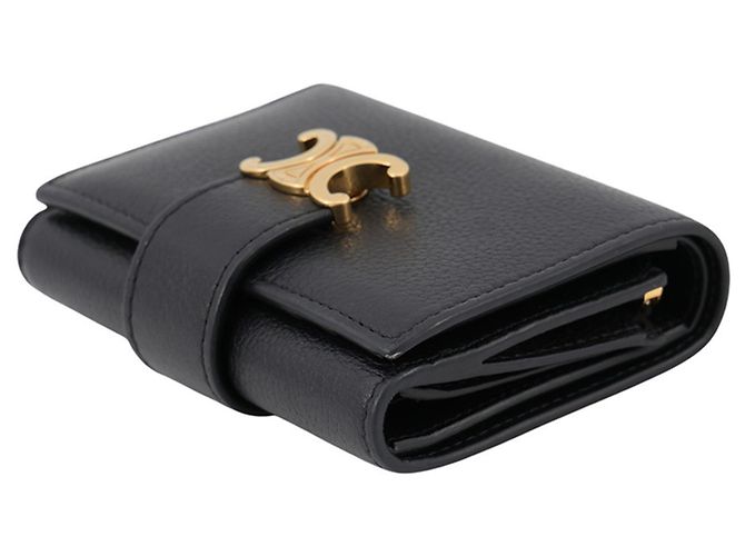 Céline Portafoglio Tri-fold Celine in pelle nera Nero - vista 2