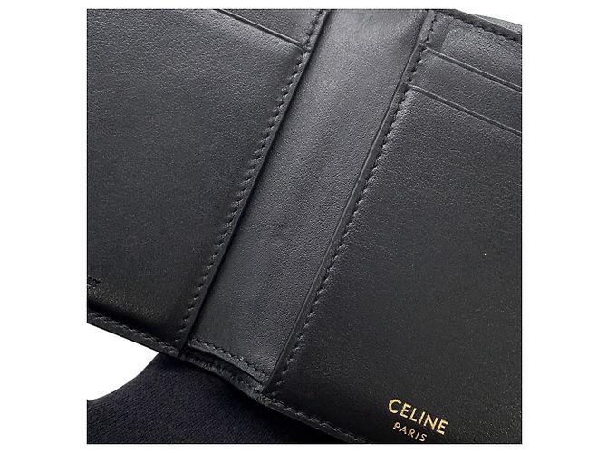 Céline Portafoglio Tri-fold Celine in pelle nera Nero - vista 9