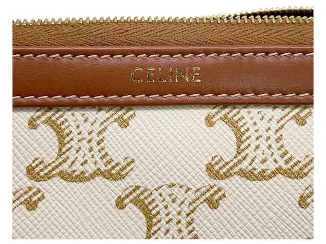 Céline Borsa a mano Celine Pouch Triomphe Tic Marrone Bianco - vista 10