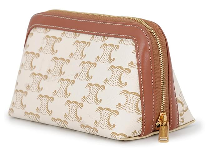 Céline Borsa a mano Celine Pouch Triomphe Tic Marrone Bianco - vista 2