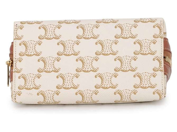 Céline Borsa a mano Celine Pouch Triomphe Tic Marrone Bianco - vista 3