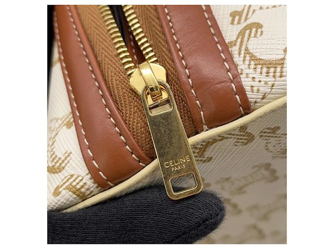 Céline Borsa a mano Celine Pouch Triomphe Tic Marrone Bianco - vista 8