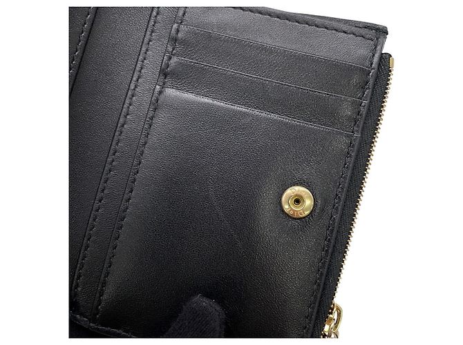 Christian Dior Lady Dior Bi-Fold Wallet in Black Leather - view 10
