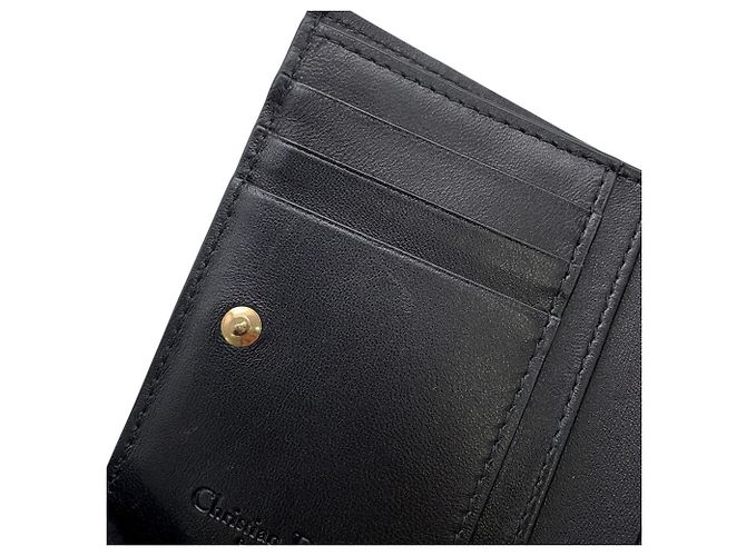 Christian Dior Lady Dior Bi-Fold Wallet in Black Leather - view 11