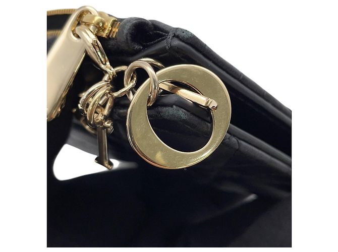 Christian Dior Lady Dior Bi-Fold Wallet in Black Leather - view 14