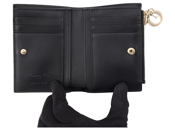 Christian Dior Lady Dior Bi-Fold Wallet in Black Leather - view 4