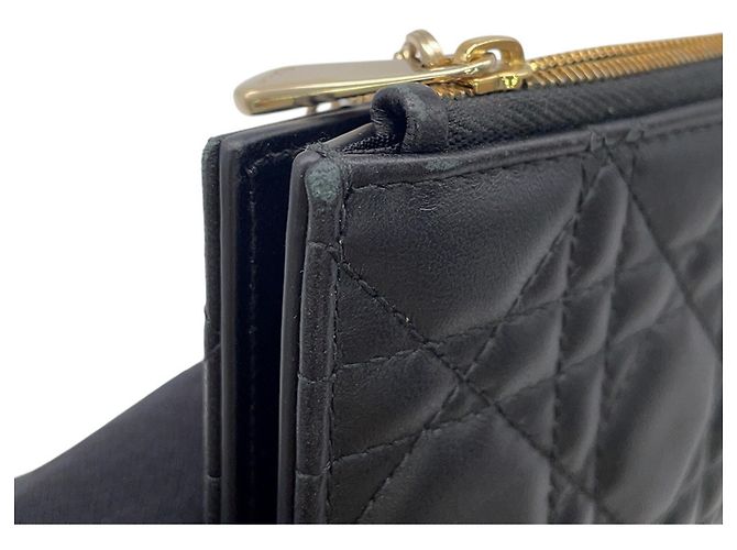 Christian Dior Lady Dior Bi-Fold Wallet in Black Leather - view 7