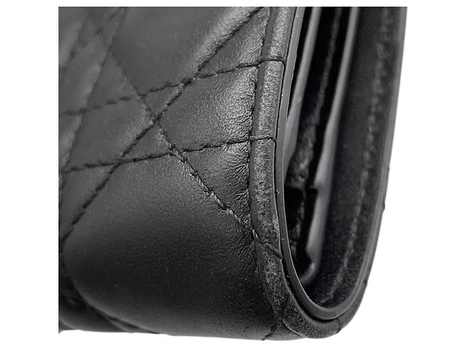 Christian Dior Lady Dior Bi-Fold Wallet in Black Leather - view 8