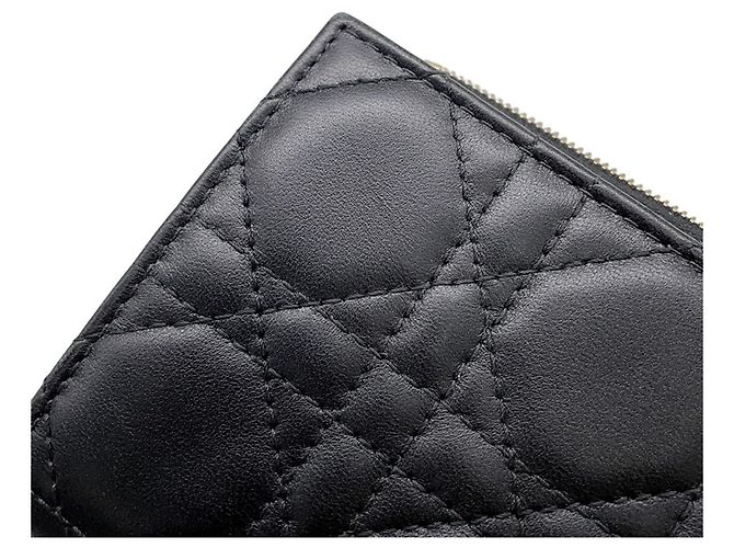 Christian Dior Lady Dior Bi-Fold Wallet in Black Leather - view 9
