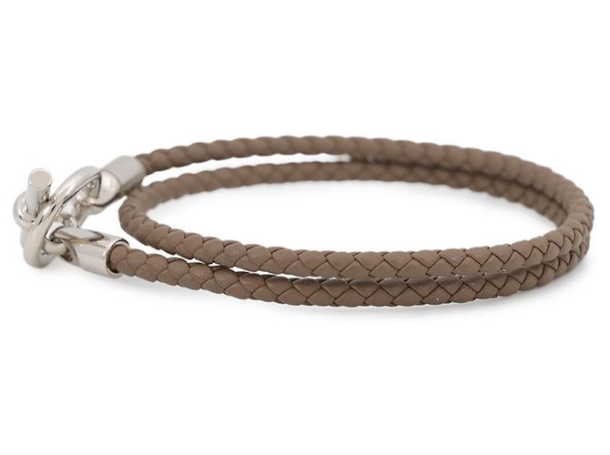 Hermès Bracciale Double Tour Hermes Glenan Taupe - vista 2