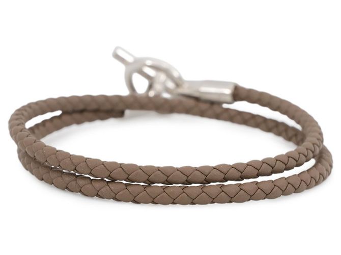 Hermès Bracciale Double Tour Hermes Glenan Taupe - vista 3