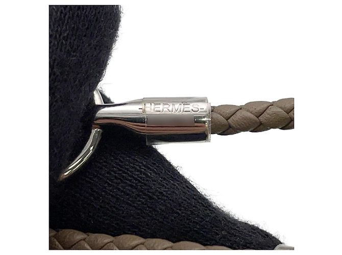 Hermès Bracciale Double Tour Hermes Glenan Taupe - vista 8