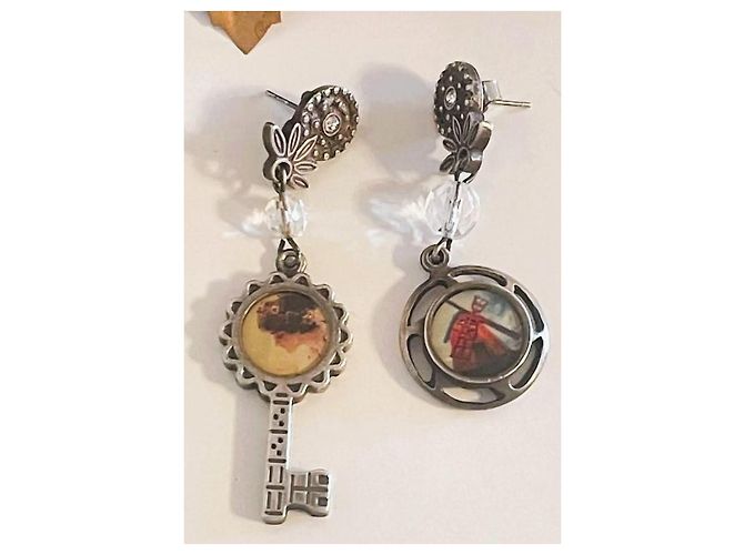 Magnifica parure vintage DOLCE & GABBANA collana, bracciale e orecchini con cammeo e cristalli Argento Multicolore - vista 15