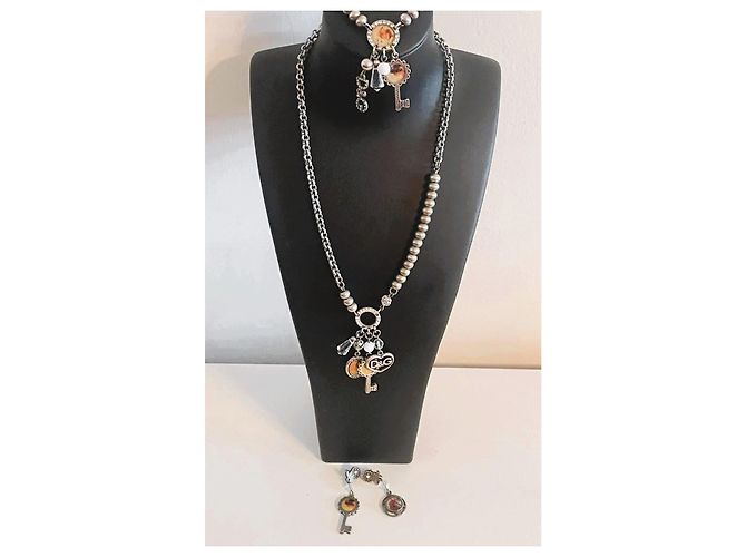 Magnifica parure vintage DOLCE & GABBANA collana, bracciale e orecchini con cammeo e cristalli Argento Multicolore - vista 2