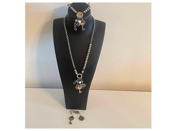 Magnifica parure vintage DOLCE & GABBANA collana, bracciale e orecchini con cammeo e cristalli Argento Multicolore - vista 5