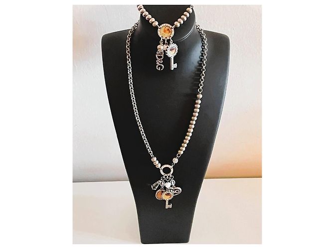 Magnifica parure vintage DOLCE & GABBANA collana, bracciale e orecchini con cammeo e cristalli Argento Multicolore - vista 6