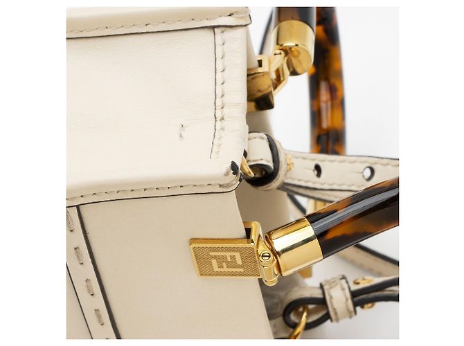 Fendi Leather Sunshine Mini Shopper Tote Weiß - Ansicht 10