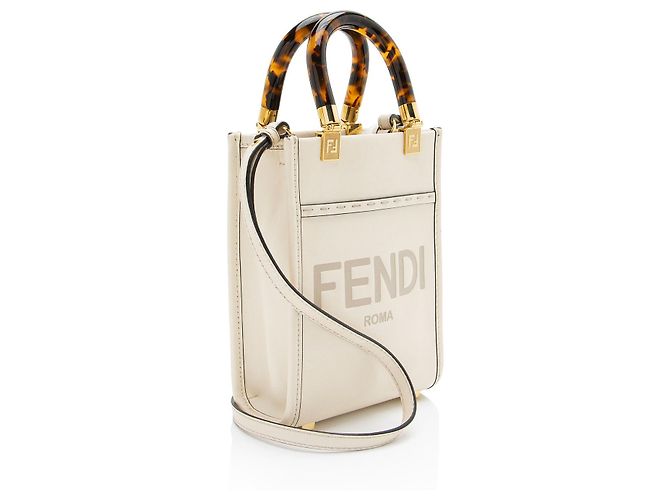 Fendi Leather Sunshine Mini Shopper Tote Weiß - Ansicht 2