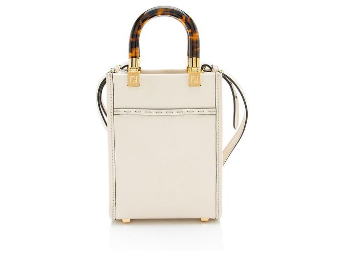 Fendi Leather Sunshine Mini Shopper Tote Weiß - Ansicht 3