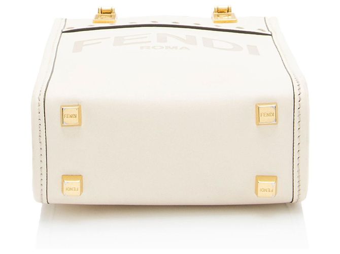 Fendi Leather Sunshine Mini Shopper Tote Weiß - Ansicht 4