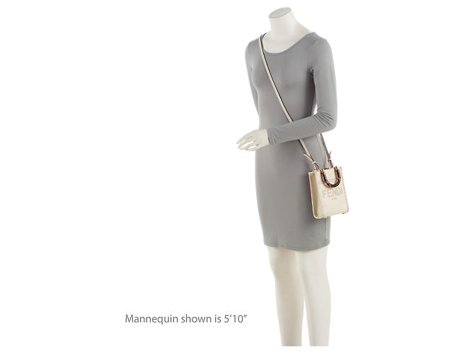 Fendi Leather Sunshine Mini Shopper Tote Weiß - Ansicht 5