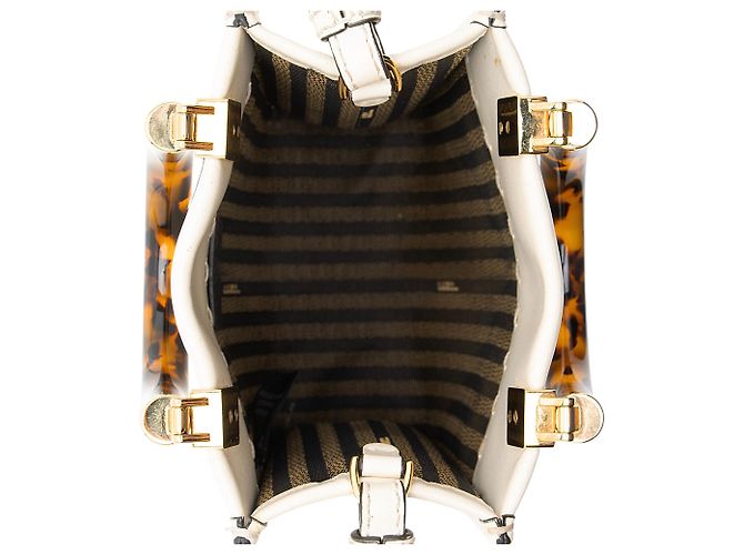 Fendi Leather Sunshine Mini Shopper Tote Weiß - Ansicht 7
