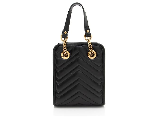Mini Tote Gucci GG Marmont de piel matelassé Negro - vista 3