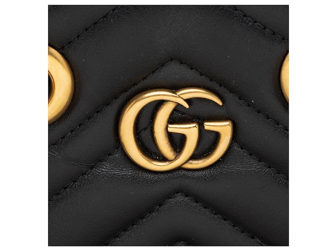 Mini Tote Gucci GG Marmont de piel matelassé Negro - vista 9
