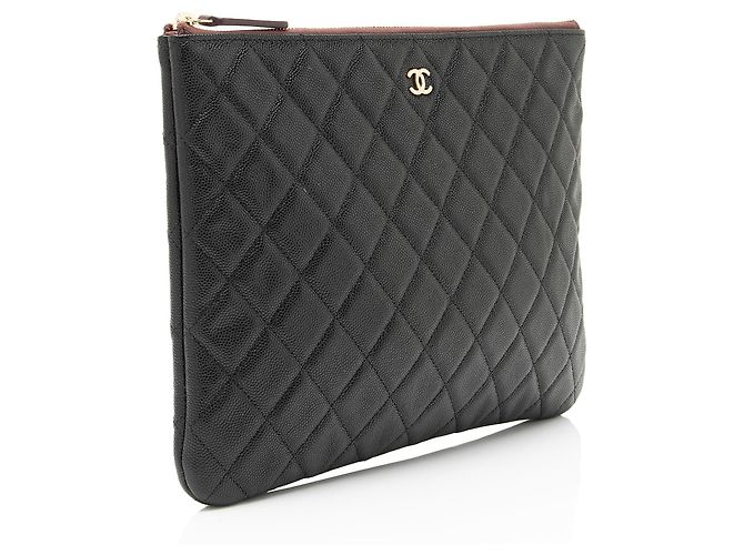 Gabrielle Pouch classica Chanel in pelle Caviar con zip Nero - vista 2