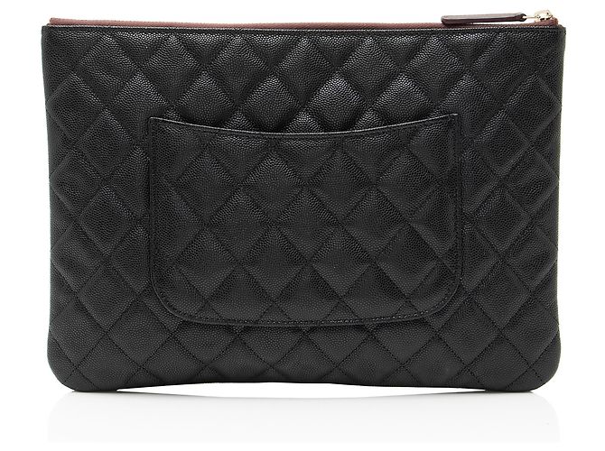 Gabrielle Pouch classica Chanel in pelle Caviar con zip Nero - vista 3