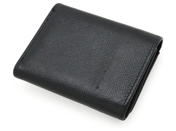 Prada Triangle Logo Saffiano Leather Trifold Wallet Black - view 2