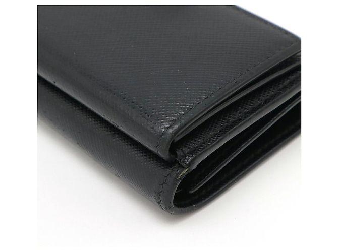 Prada Triangle Logo Saffiano Leather Trifold Wallet Black - view 3