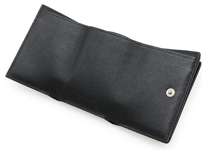 Prada Triangle Logo Saffiano Leather Trifold Wallet Black - view 5