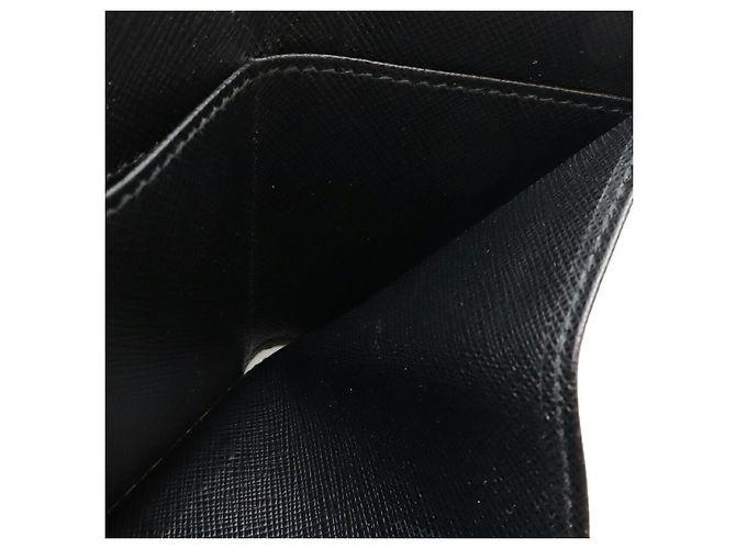 Prada Triangle Logo Saffiano Leather Trifold Wallet Black - view 6