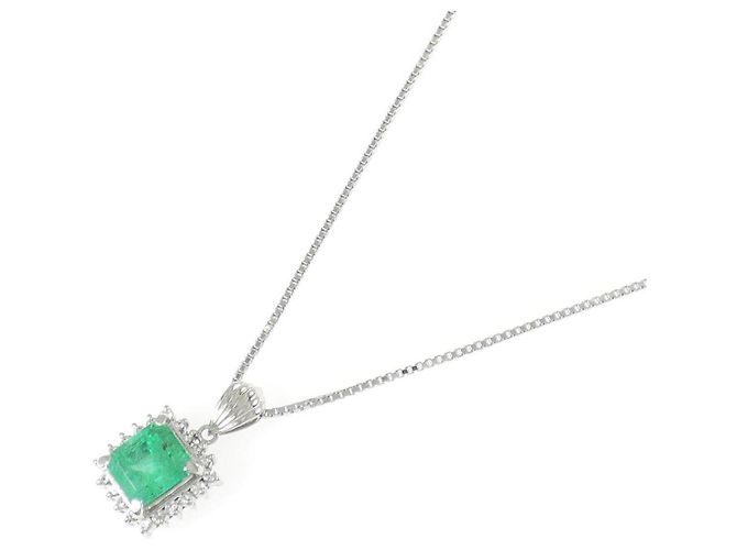 Autre Marque Collana in Pt900/Pt850 con smeraldo e diamante Verde - vista 2