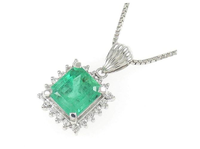 Autre Marque Collana in Pt900/Pt850 con smeraldo e diamante Verde - vista 3