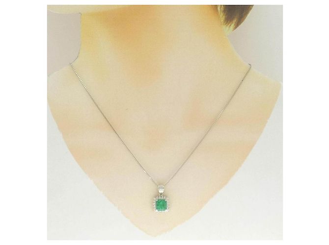 Autre Marque Collana in Pt900/Pt850 con smeraldo e diamante Verde - vista 6