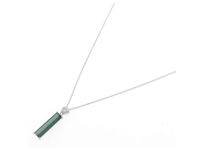 Autre Marque Collana in platino Pt900 Pt850 con tormalina Argento - vista 2