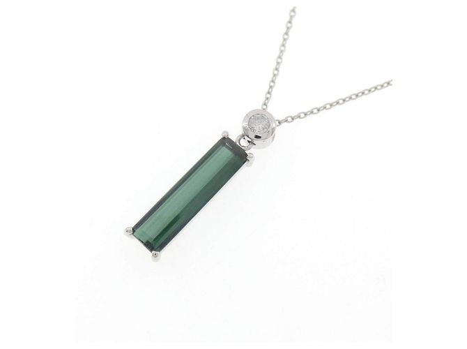 Autre Marque Collana in platino Pt900 Pt850 con tormalina Argento - vista 3