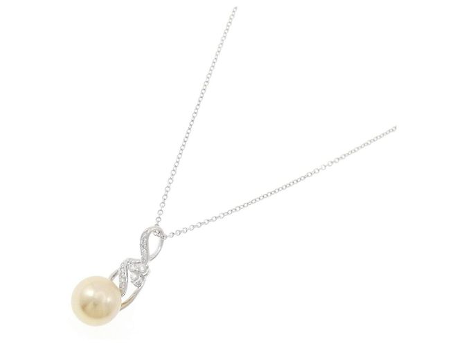 Autre Marque Colar de Pérolas South Sea Brancas e Diamantes Au750 Prata - vista 2