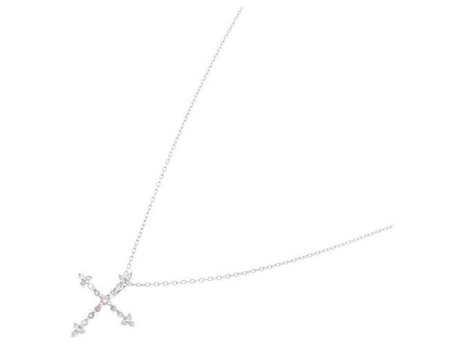 Autre Marque Collana Croce Au750 Diamante Rosa Argento - vista 2
