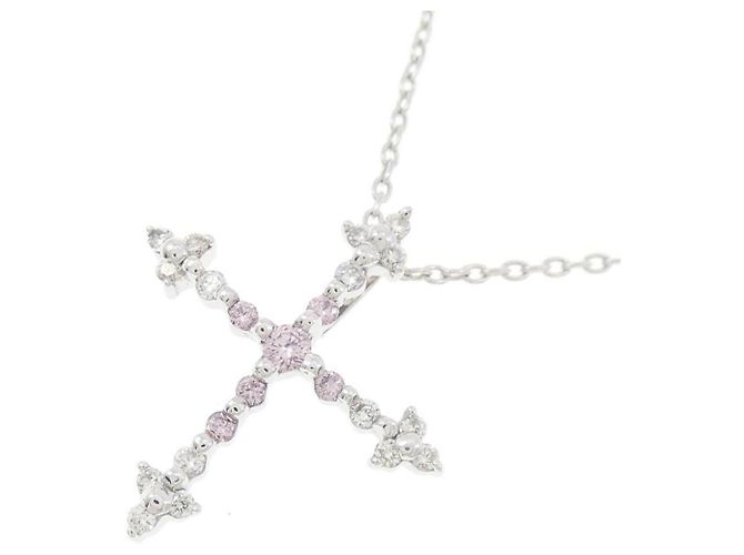 Autre Marque Collana Croce Au750 Diamante Rosa Argento - vista 3