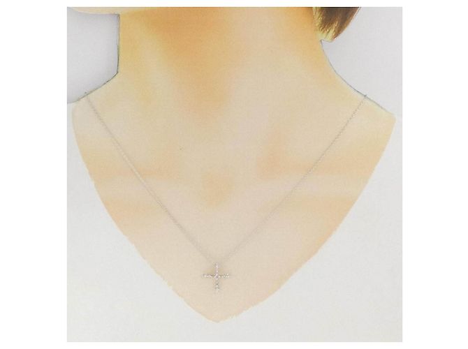 Autre Marque Collana Croce Au750 Diamante Rosa Argento - vista 6