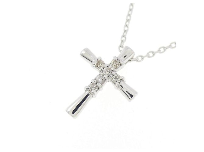 Autre Marque Collana Croce Diamanti Au750 Argento - vista 3