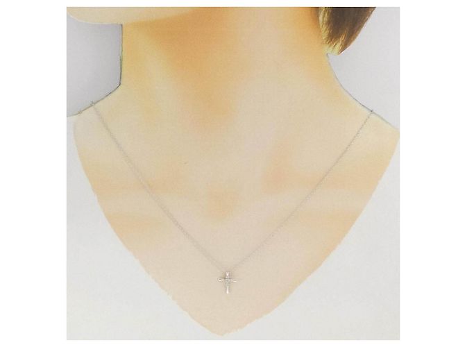 Autre Marque Collana Croce Diamanti Au750 Argento - vista 6