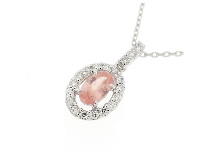 Autre Marque Collana in Au750 Rodocrosite e Diamanti Argento - vista 3