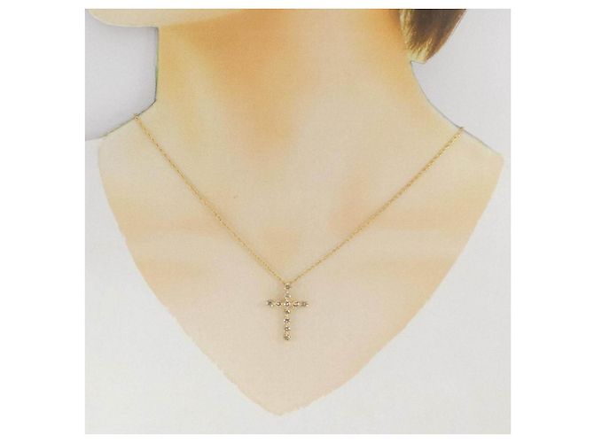 Autre Marque Collana Croce Diamanti Au750 D'oro - vista 6