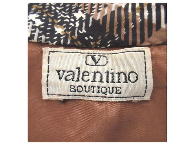Valentino Vintage Check Satin 2way Kleidmantel Braun Schwarz Aus weiß - Ansicht 11